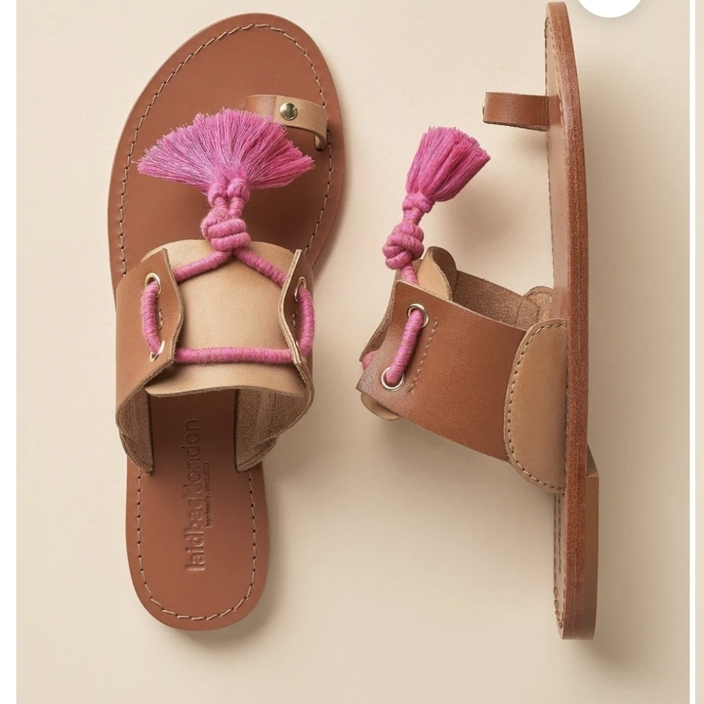 NWT laidbacklondon Kalahari Basin Sandals-Tan and Pink